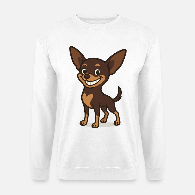 Grinsender Chihuahua Cartoon Hund - Unisex Pullover - Weiß