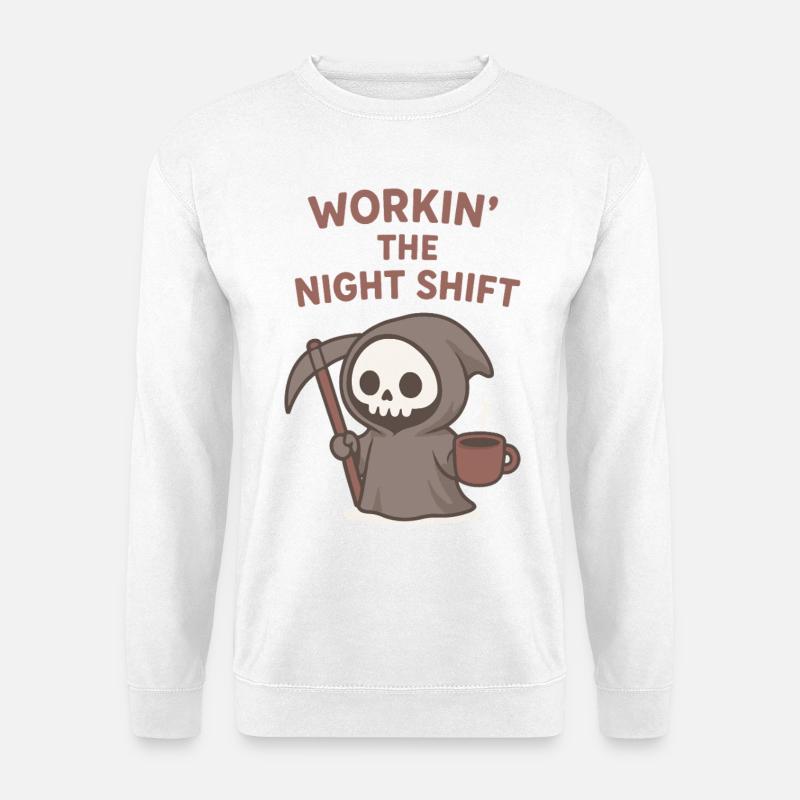 Night Shift Grim Reaper Coffee - Unisex Sweatshirt - white