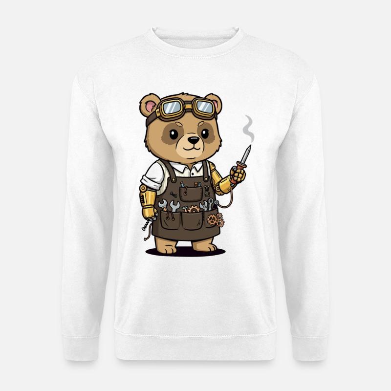 Bear Mechanic Steampunk Robotic Arm - Unisex Sweatshirt - white