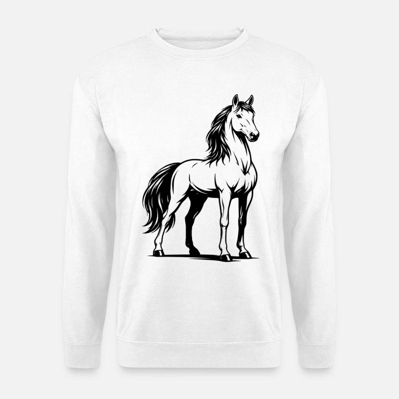 Pferd_stehend_Schwarz - Unisex Pullover - Weiß