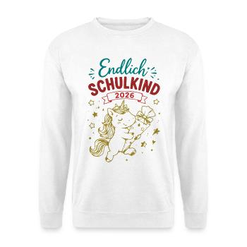 Endlich Schulkind 2026 Unicorn - Unisex Pullover - Weiß - Vorne