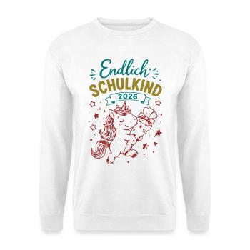 Endlich Schulkind 2026 Unicorn - Unisex Pullover - Weiß - Vorne