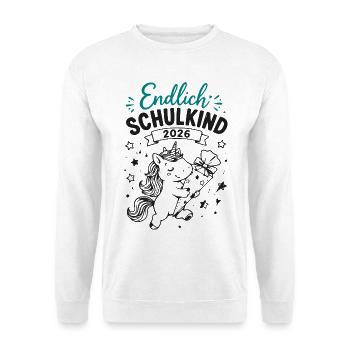 Endlich Schulkind 2026 Unicorn - Unisex Pullover - Weiß - Vorne