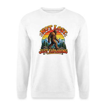 Bigfoot Not Lost Just Exploring Retro Wandering - Unisex Pullover - Weiß - Vorne - Alina (178cm) & Michal (187cm)