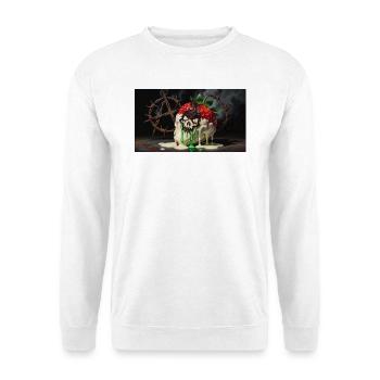 Deluxe Pestizid Erdbeere - Unisex Pullover - Weiß - Vorne - Alina (178cm) & Michal (187cm)