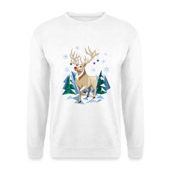 Winterrentiere im geometrischen Stil - Unisex Pullover - Weiß - Vorne - Alina (178cm) & Michal (187cm)