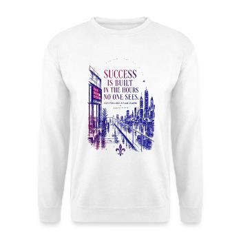 Success Quote – Focus, Discipline & Motivation - Unisex Pullover - Weiß - Vorne - Alina (178cm) & Michal (187cm)