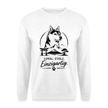 Loyal - Stolz und Einzigartig - Unisex Pullover - Weiß - Vorne - Alina (178cm) & Michal (187cm)