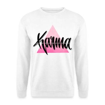 Karma Schriftdesign - Unisex Pullover - Weiß - Vorne
