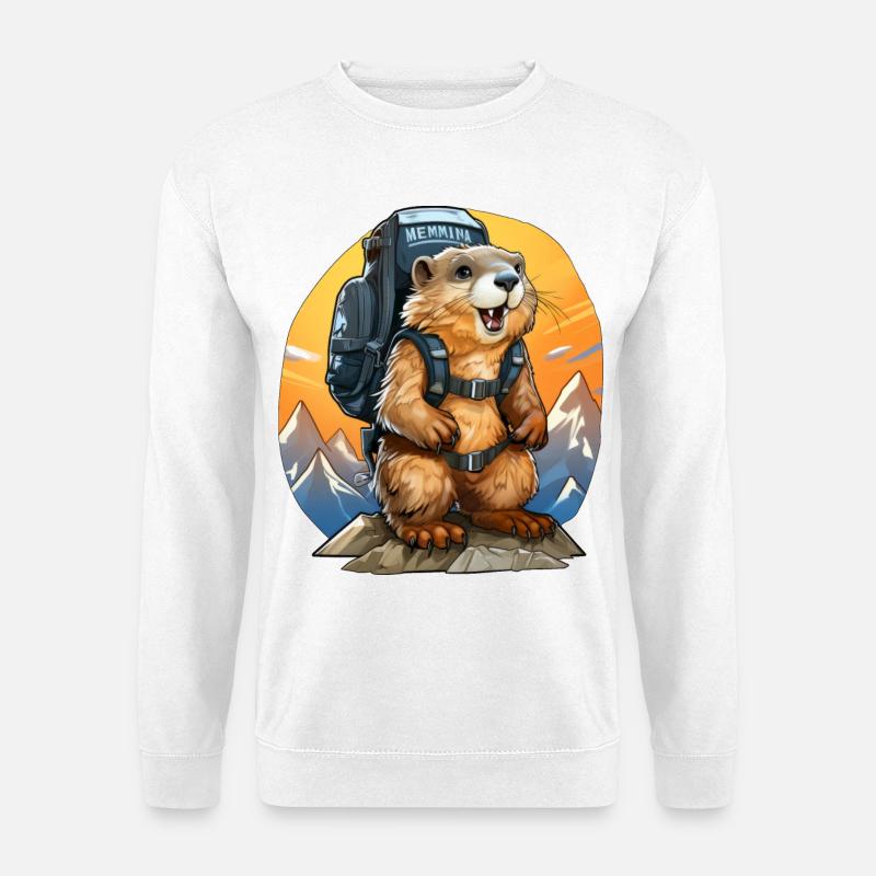 Murmeltiere Bergsteiger / Wandern Murmeltier - Unisex Pullover - Weiß