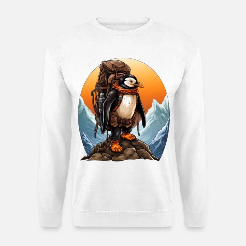 Pingouin Alpiniste / Pingouins de randonnée - Sweat-shirt Unisexe - blanc