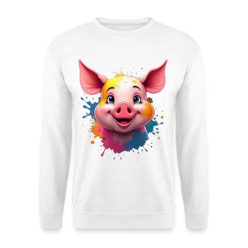 Cute pig head with color splashes - Unisex Sweatshirt - white - Front
