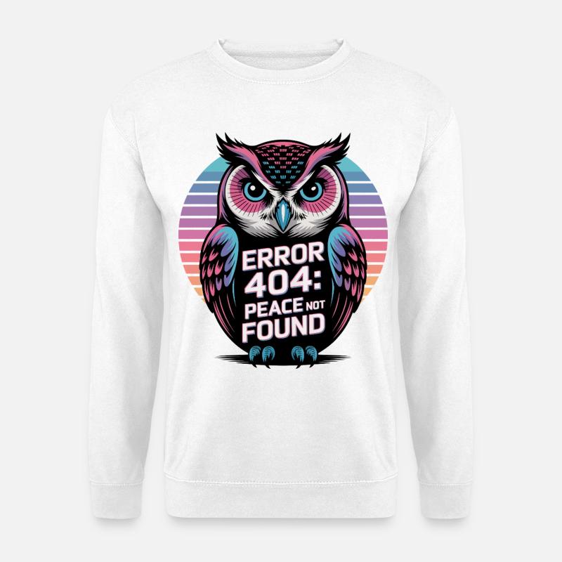 Peaceful Owl Error 404 T-Shirt - Unisex Sweatshirt - white