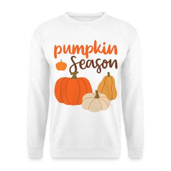 Pumpkin Season – Kürbis Zeit Herbstmotiv - Unisex Pullover - Weiß - Vorne - Alina (178cm) & Michal (187cm)