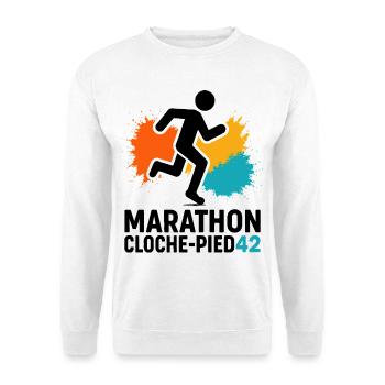 Marathon à cloche-pied ! 42km d'aventure ! - Sweat-shirt Unisexe - blanc - Devant