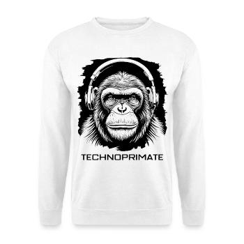 Techno Primate Headphone Ape Art #6 Black - Unisex Sweatshirt - white - Front