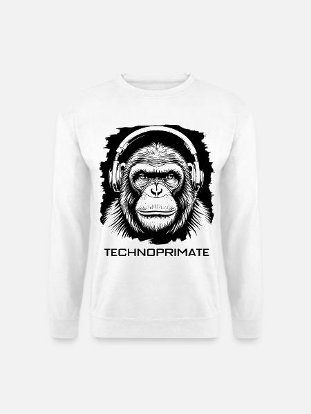 Techno Primate Casque Ape Art #6 Noir - Sweat-shirt Unisexe - blanc