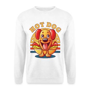 hot-dog, chien, saucisse, fast-food, jeux de mots, drôle, humour - Sweat-shirt Unisexe - blanc - Devant