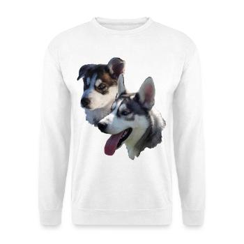 Husky Double Portrait - Unisex Sweatshirt - white - Front