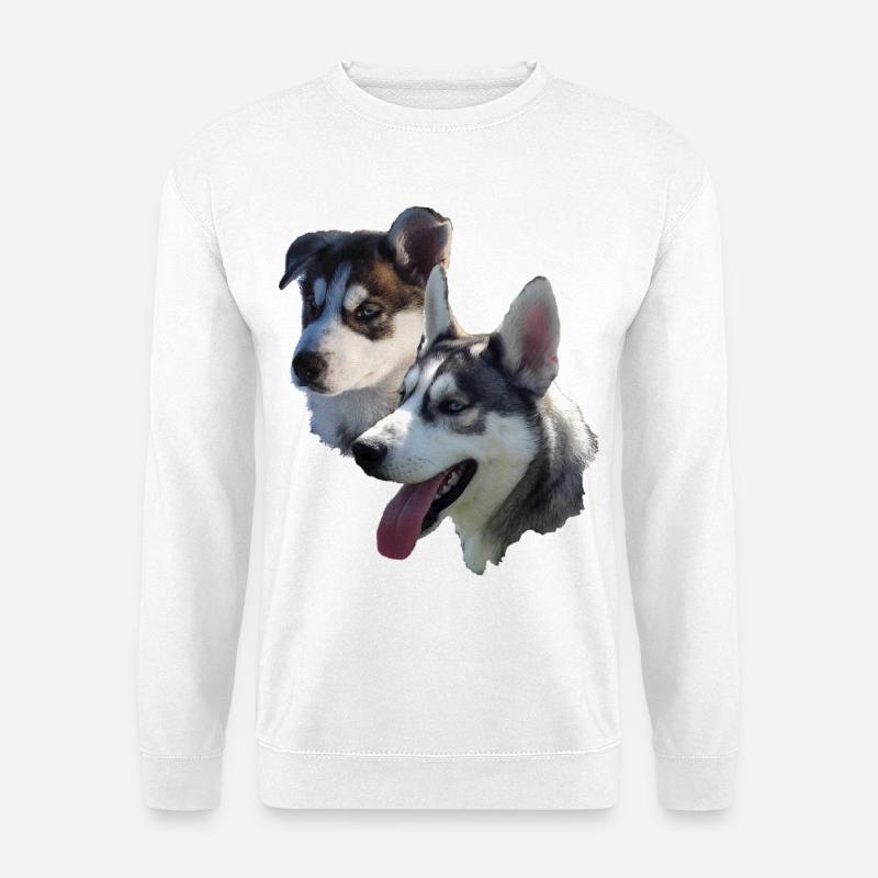 Husky Doppelportrait - Unisex Pullover - Weiß