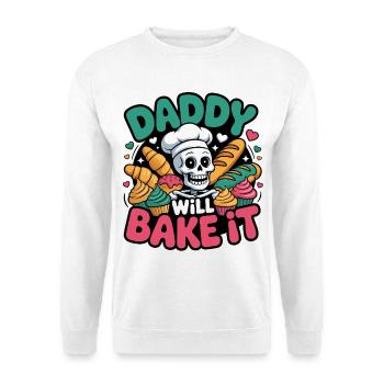Papa le fera cuire. Drôle de squelette boulanger design - Sweat-shirt Unisexe - blanc - Devant