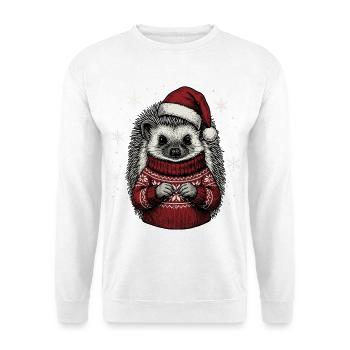 Hérisson Noël Chapeau de Noël Pyjama Funny Christmas - Sweat-shirt Unisexe - blanc - Devant