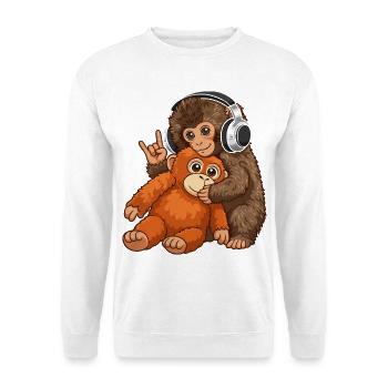 Monkey Punch Monkey Listen to Music - Unisex Sweatshirt - white - Front