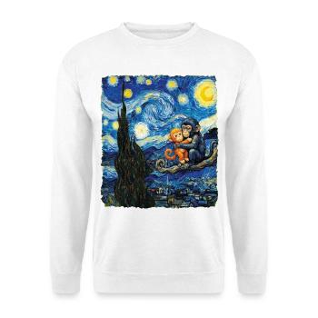 Van Gogh Baby Monkey Punch Cute Macaque - Unisex Sweatshirt - white - Front