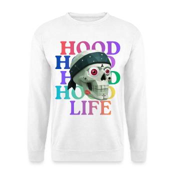 Hood Life Skull T-Shirt design. - Unisex Sweatshirt - white - Front