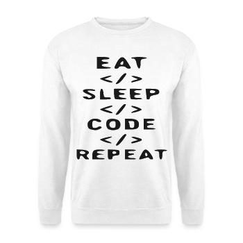 Eat Sleep Code Repeat - Code Icon - Unisex Pullover - Weiß - Vorne