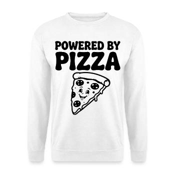 Propulsé par Pizza Lustiger Pizza Spruch - Sweat-shirt Unisexe - blanc - Devant