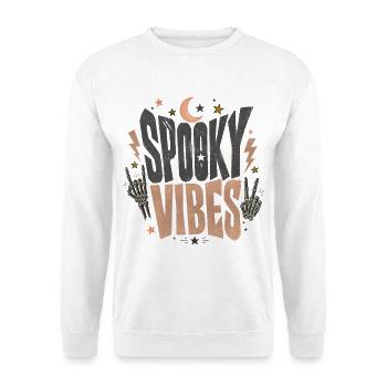 Ambiance Effrayante Squelette Lune Étoiles Halloween Fun - Sweat-shirt Unisexe - blanc - Devant