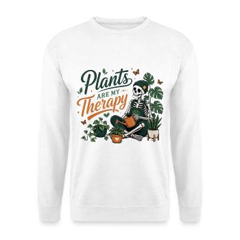 Plants are my Therapy Skeleton Plant Design - Unisex Sweatshirt - white - Front