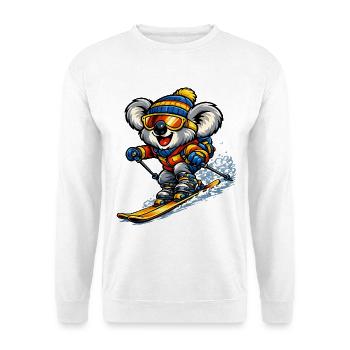 Koala beim Skifahren - Unisex Pullover - Weiß - Vorne - Alina (178cm) & Michal (187cm)