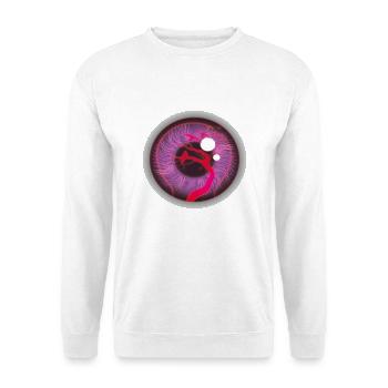 Neonauge: Leuchtende Irisstruktur - Unisex Pullover - Weiß - Vorne - Alina (178cm) & Michal (187cm)
