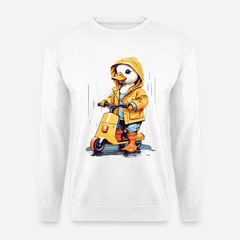 Süße Ente mit Roller - Unisex Pullover - Weiß
