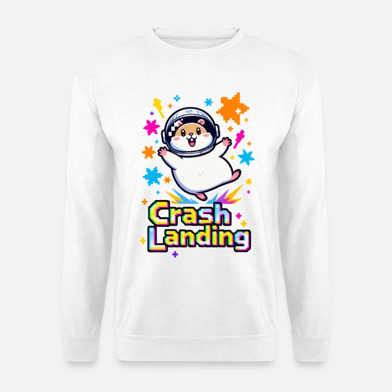 🐹 Hamster-Astronaut bei Bruchlandung - Unisex Pullover - Weiß