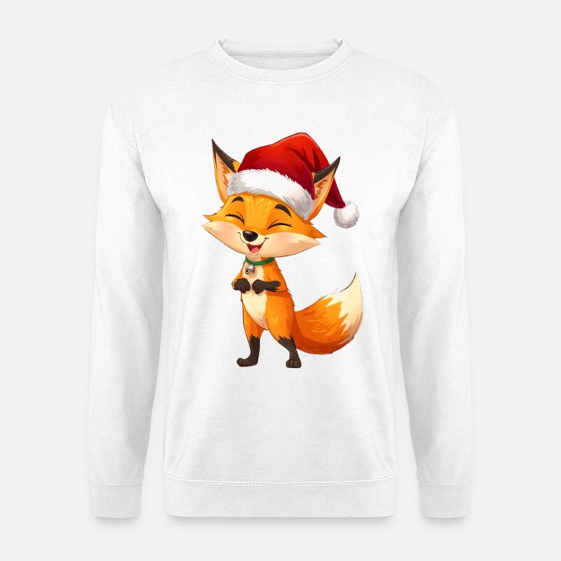 Fuchs mit Santa Hut - Unisex Pullover - Weiß