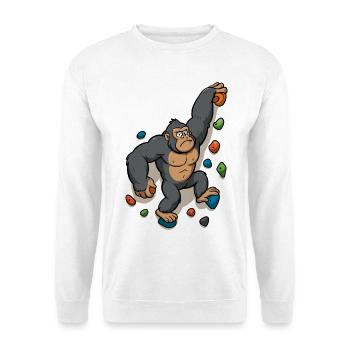 Funny Gorilla Bouldering Climbing Humor Shirt - Unisex Sweatshirt - white - Front