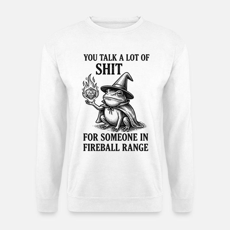 Fireball Range – RPG Magicien Grenouille Drôle - Sweat-shirt Unisexe - blanc