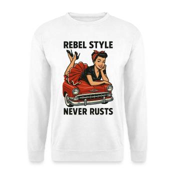 Rockabilly Pin-Up: Rebel Style Never Rusts Retro - Unisex Pullover - Weiß - Vorne