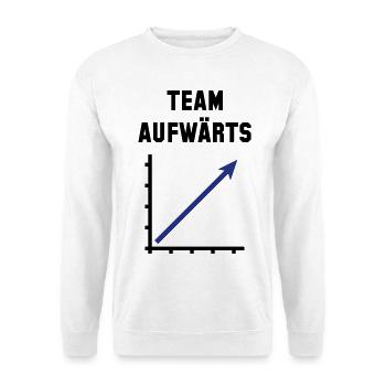 Team Aufwärts (Erfolg / Fortschritt / POS Blue 2C) - Unisex Pullover - Weiß - Vorne - Alina (178cm) & Michal (187cm)