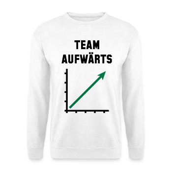 Team Aufwärts (Erfolg / Fortschritt / POS Green2C) - Unisex Pullover - Weiß - Vorne - Alina (178cm) & Michal (187cm)