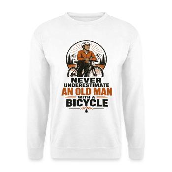 Nie unterschätze einen alten Mann auf dem Fahrrad - Unisex Pullover - Weiß - Vorne - Alina (178cm) & Michal (187cm)