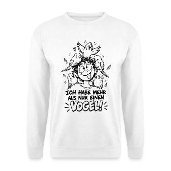 Vogel Wellensittich Lustiger Spruch Geschenk - Unisex Pullover - Weiß - Vorne - Alina (178cm) & Michal (187cm)