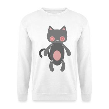 Kawaii Stitch Cat - Unisex Pullover - Weiß - Vorne - Alina (178cm) & Michal (187cm)