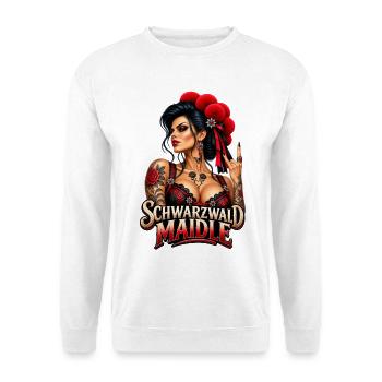 Schwarzwald Maidle – Wild & Rockig - Unisex Pullover - Weiß - Vorne - Alina (178cm) & Michal (187cm)