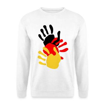 Deutschland Hände - Unisex Pullover - Weiß - Vorne - Alina (178cm) & Michal (187cm)