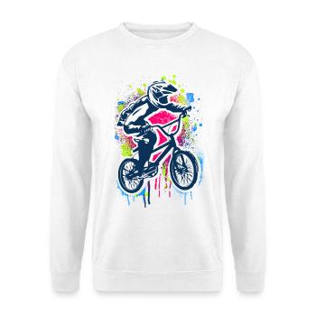 Buntes Bmx Bike | Bmx Fahrrad fahren | Bmx Rad - Unisex Pullover - Weiß - Vorne