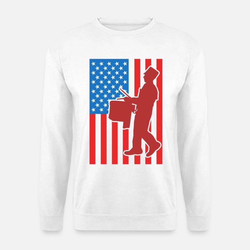 Trommel USA Flagge - Unisex Pullover - Weiß